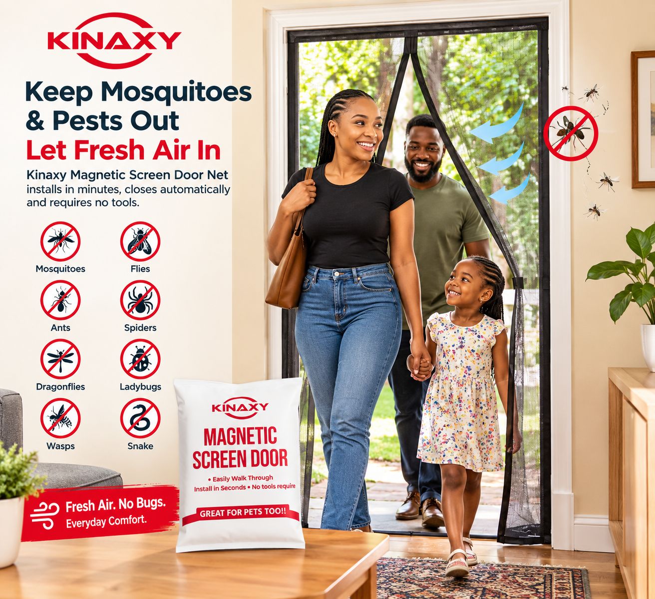 Kinaxy door net installed indoors