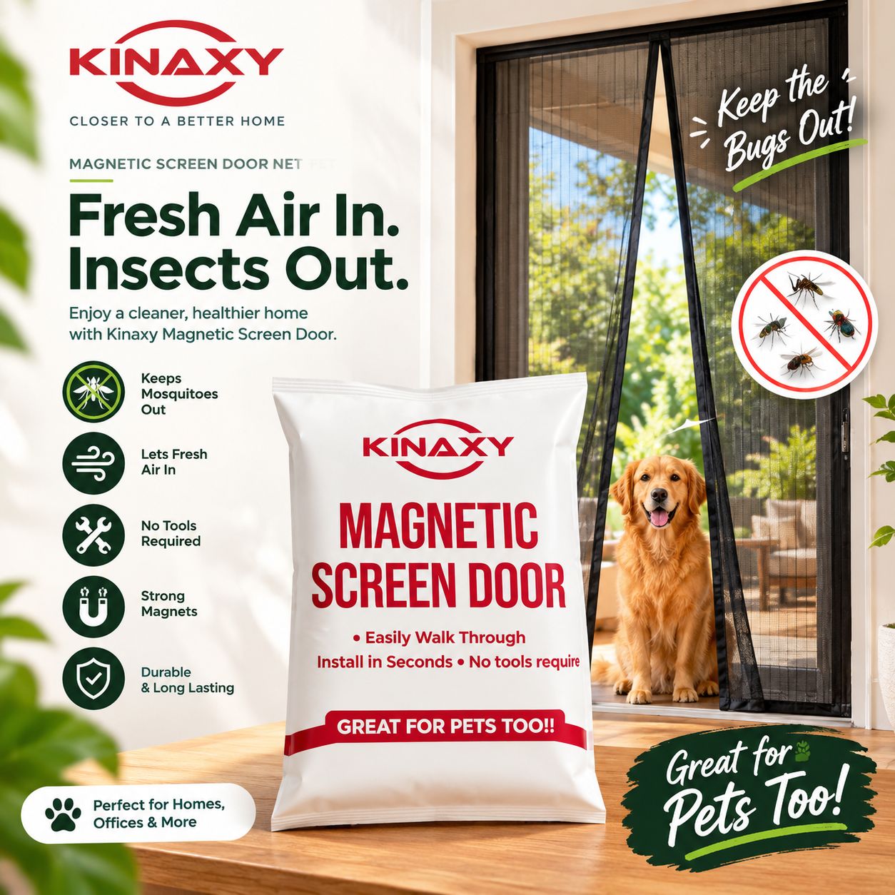 Kinaxy door net in a home